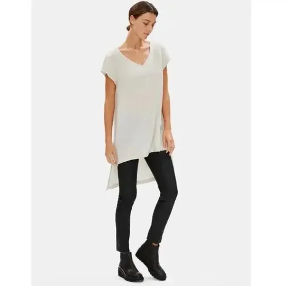 Eileen Fisher Black Wax Coated Skinny Pants Size 6 Mid Rise AS-IS - Picture 9 of 9